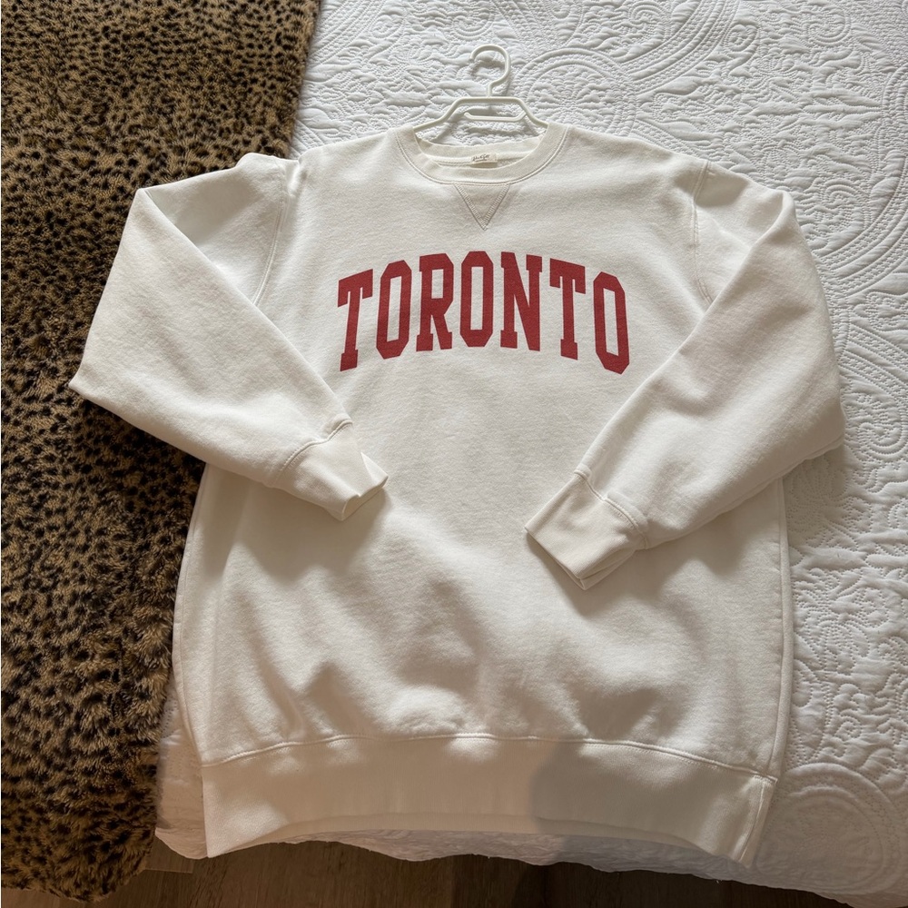 Brandy Melville Toronto Crewneck Sweatshirt - White with Red Logo